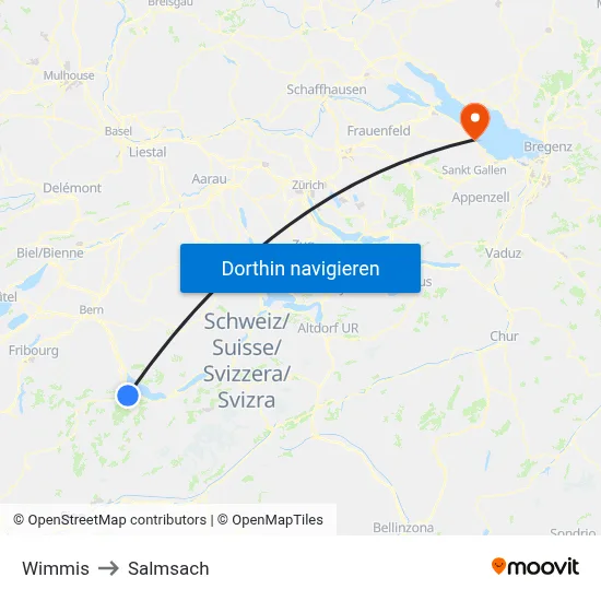 Wimmis to Salmsach map