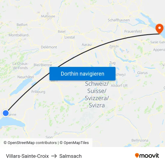 Villars-Sainte-Croix to Salmsach map
