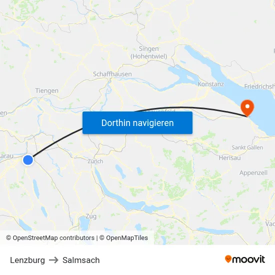 Lenzburg to Salmsach map