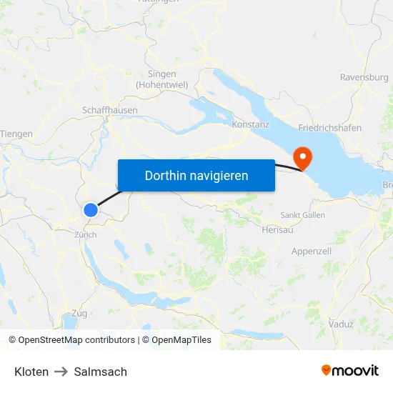 Kloten to Salmsach map