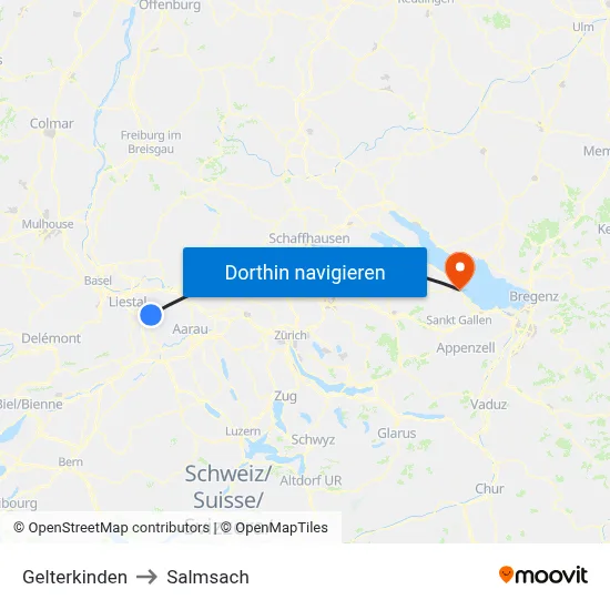 Gelterkinden to Salmsach map