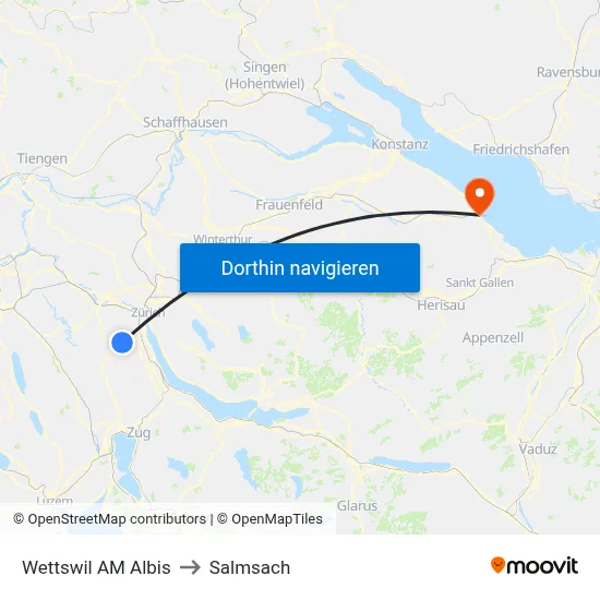 Wettswil AM Albis to Salmsach map
