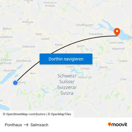 Ponthaux to Salmsach map