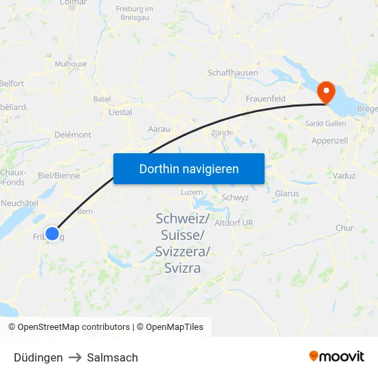 Düdingen to Salmsach map