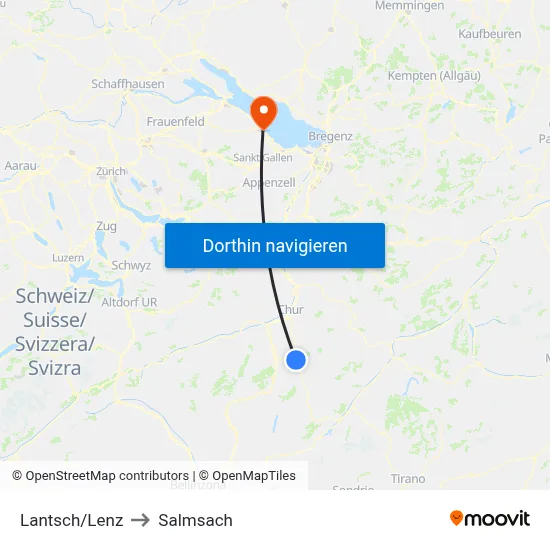 Lantsch/Lenz to Salmsach map