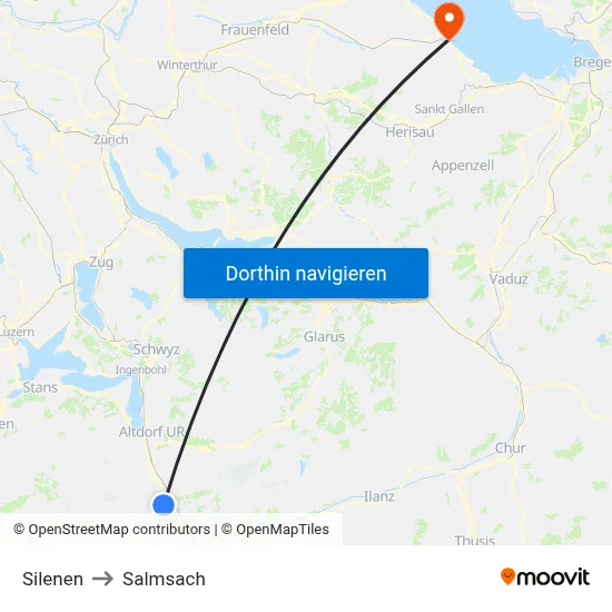 Silenen to Salmsach map