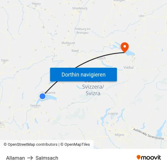 Allaman to Salmsach map