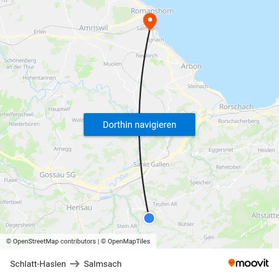 Schlatt-Haslen to Salmsach map