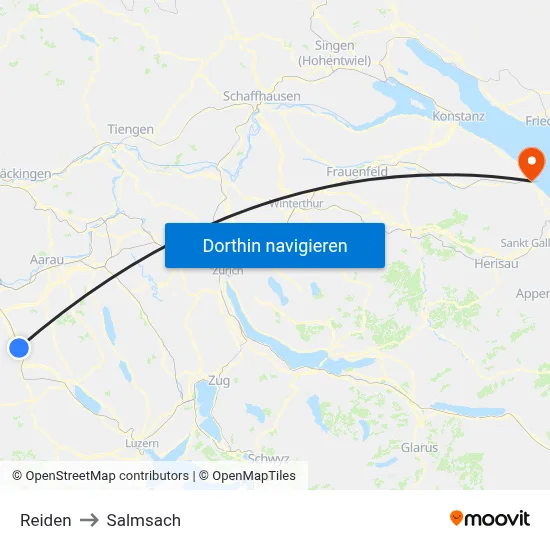 Reiden to Salmsach map