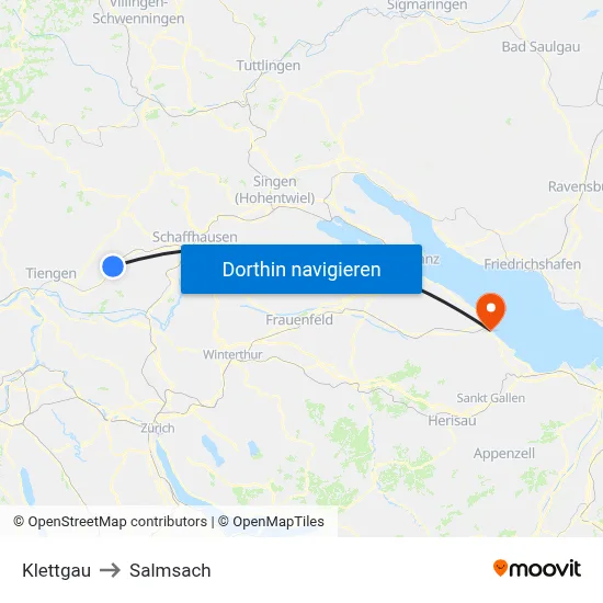 Klettgau to Salmsach map
