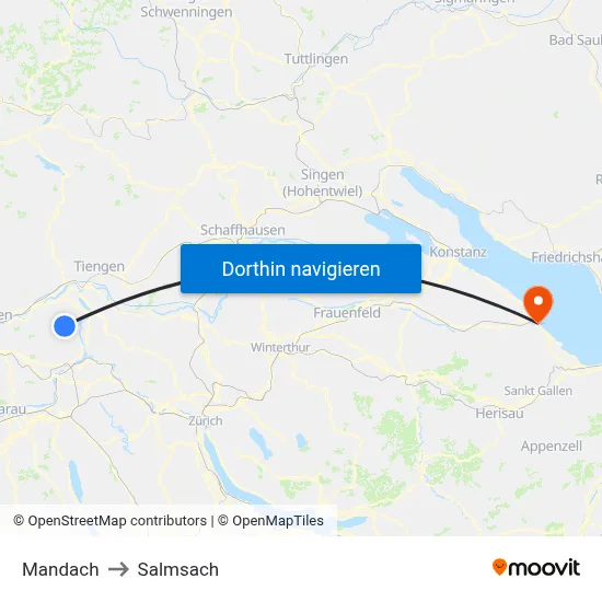 Mandach to Salmsach map