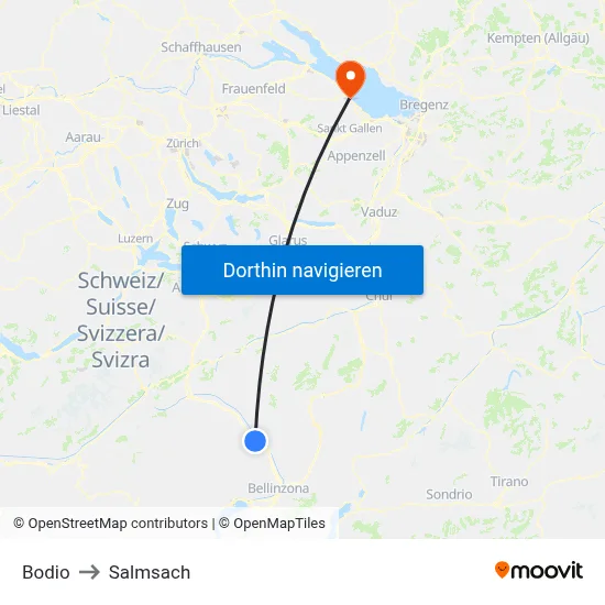 Bodio to Salmsach map
