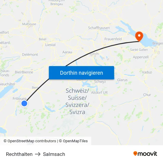 Rechthalten to Salmsach map