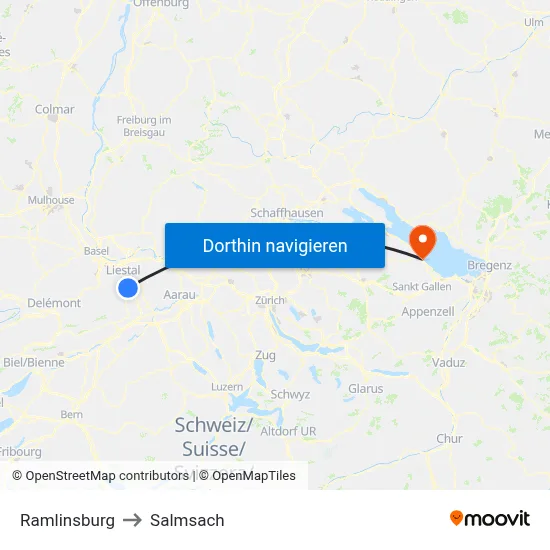 Ramlinsburg to Salmsach map