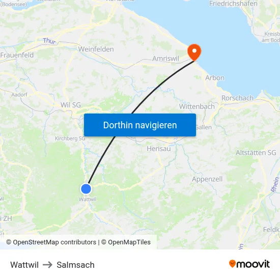 Wattwil to Salmsach map