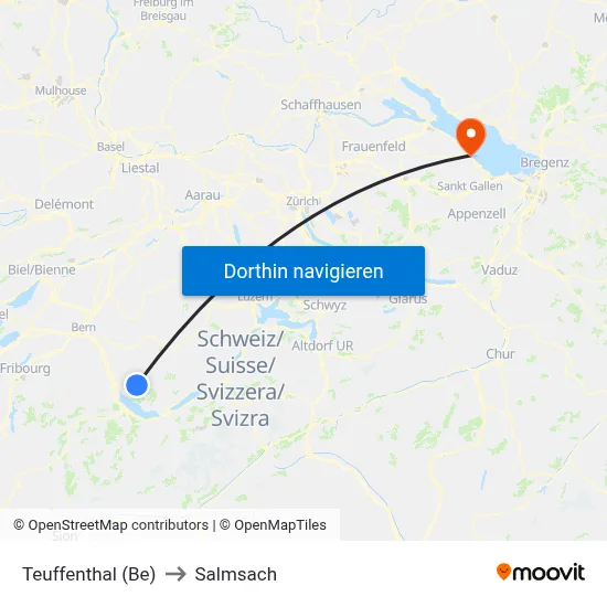 Teuffenthal (Be) to Salmsach map