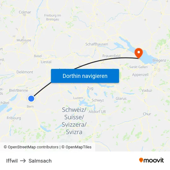 Iffwil to Salmsach map