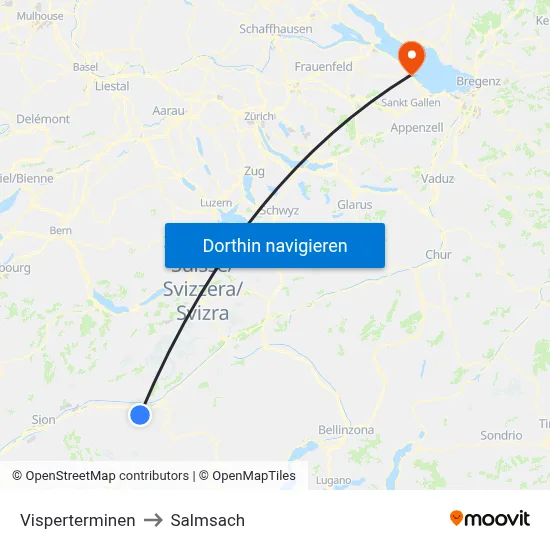Visperterminen to Salmsach map