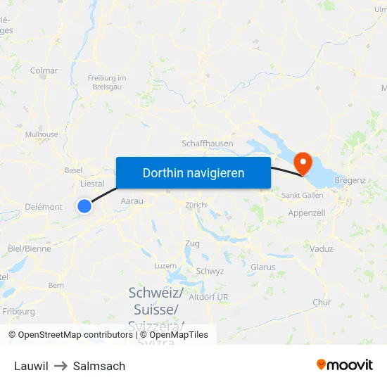 Lauwil to Salmsach map