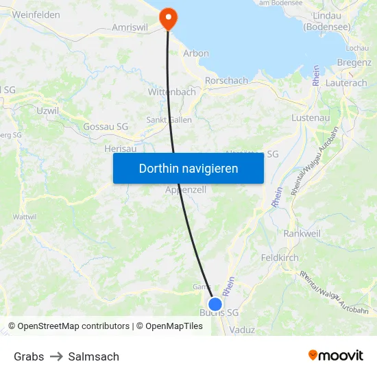 Grabs to Salmsach map