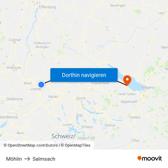 Möhlin to Salmsach map