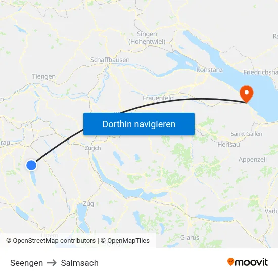 Seengen to Salmsach map
