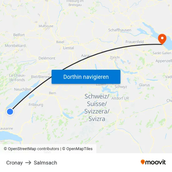 Cronay to Salmsach map