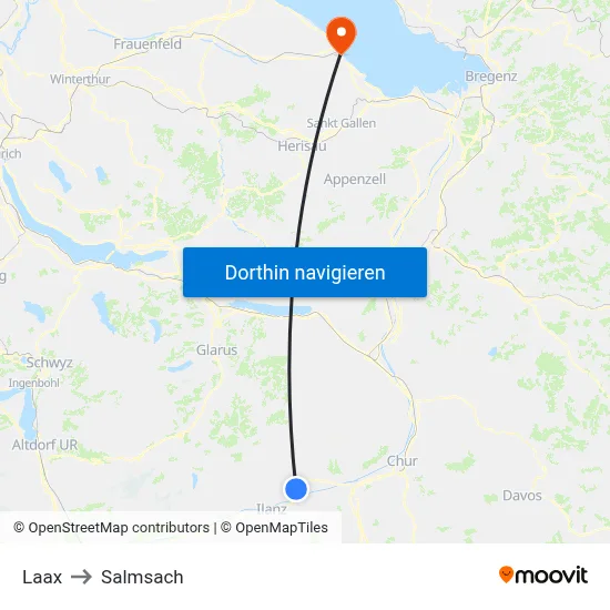 Laax to Salmsach map