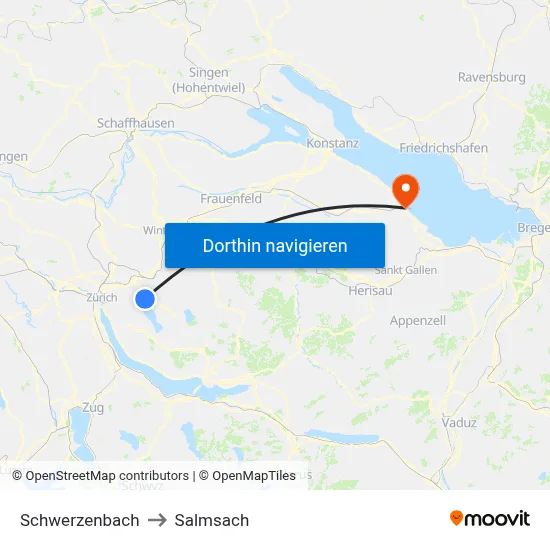 Schwerzenbach to Salmsach map