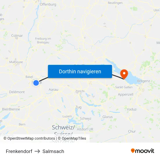 Frenkendorf to Salmsach map
