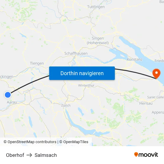 Oberhof to Salmsach map