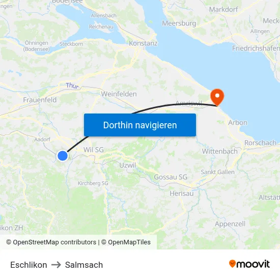 Eschlikon to Salmsach map