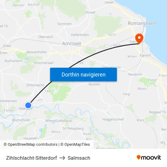 Zihlschlacht-Sitterdorf to Salmsach map