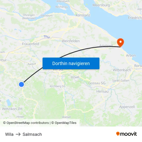 Wila to Salmsach map