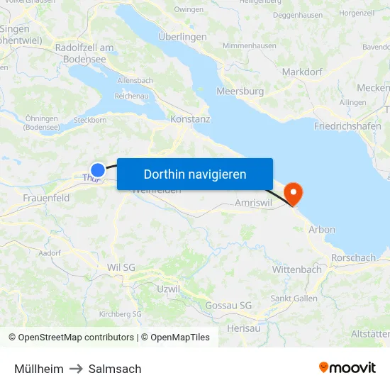 Müllheim to Salmsach map