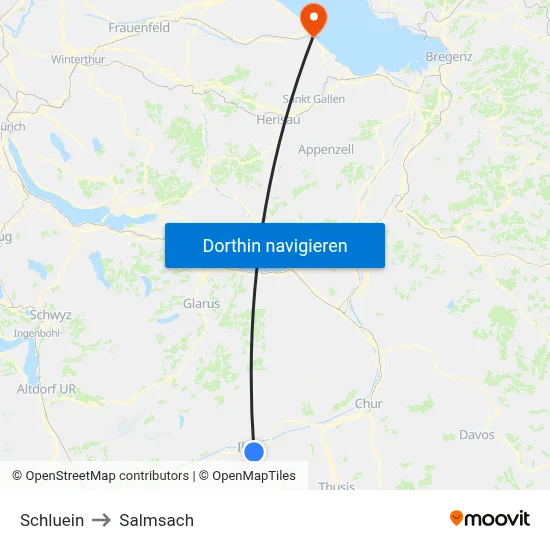 Schluein to Salmsach map