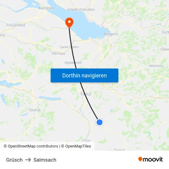 Grüsch to Salmsach map