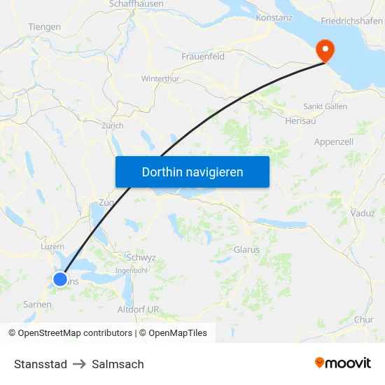 Stansstad to Salmsach map
