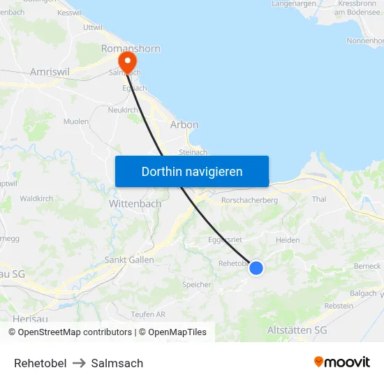 Rehetobel to Salmsach map