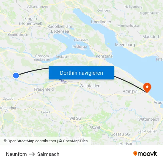 Neunforn to Salmsach map
