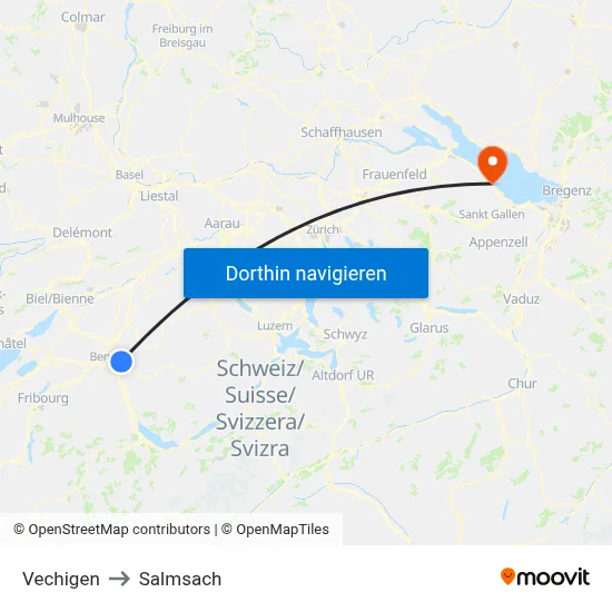 Vechigen to Salmsach map