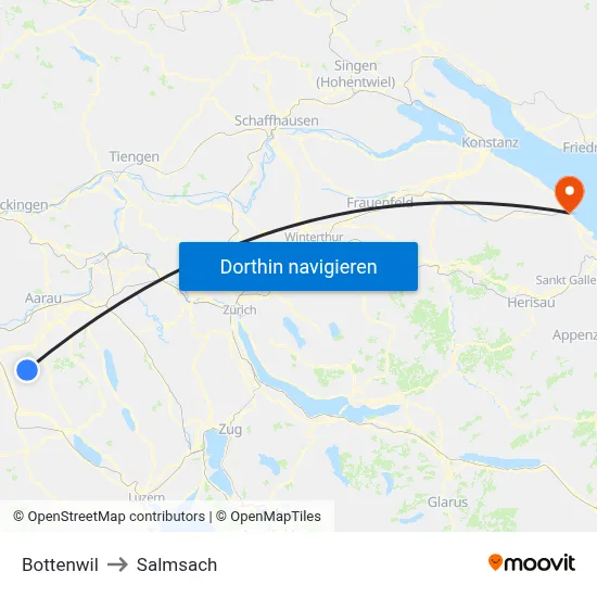 Bottenwil to Salmsach map