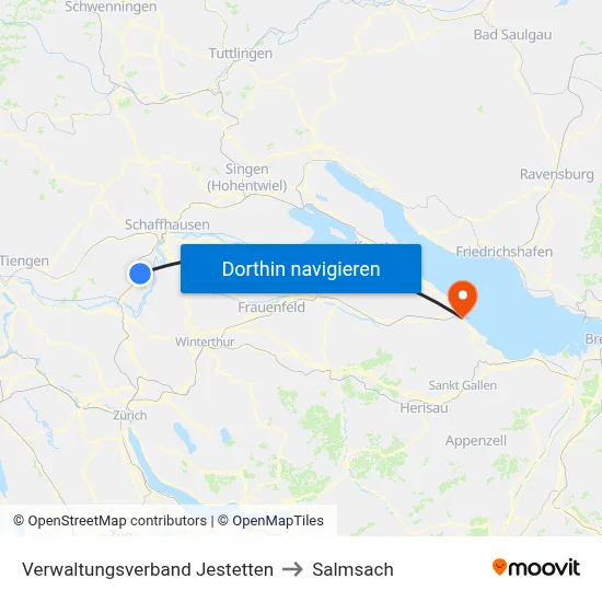 Verwaltungsverband Jestetten to Salmsach map