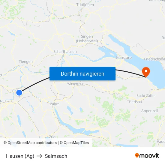 Hausen (Ag) to Salmsach map