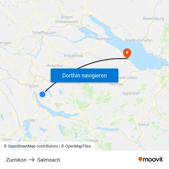 Zumikon to Salmsach map