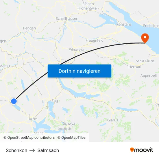 Schenkon to Salmsach map