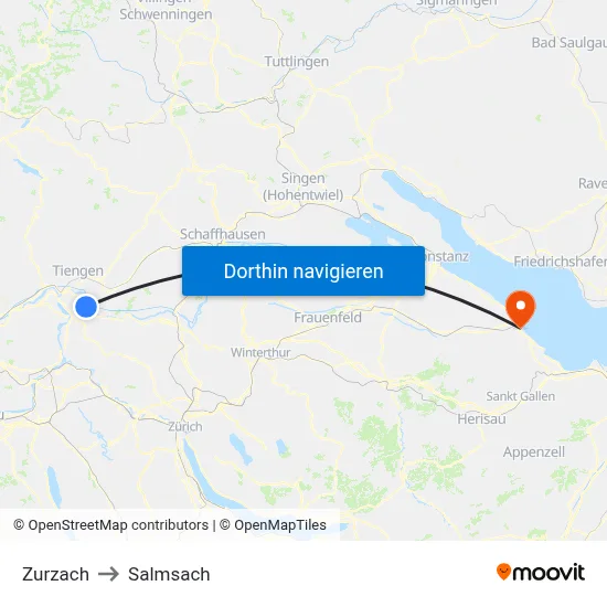 Zurzach to Salmsach map