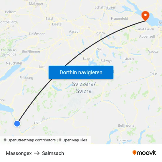 Massongex to Salmsach map