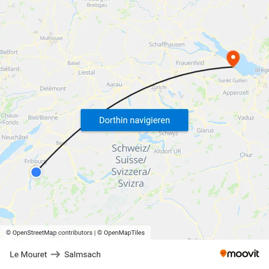 Le Mouret to Salmsach map