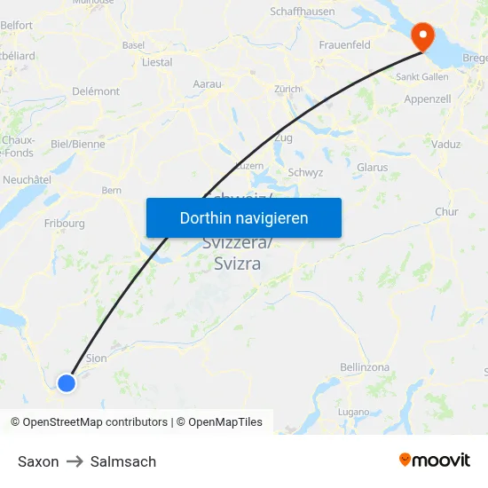 Saxon to Salmsach map